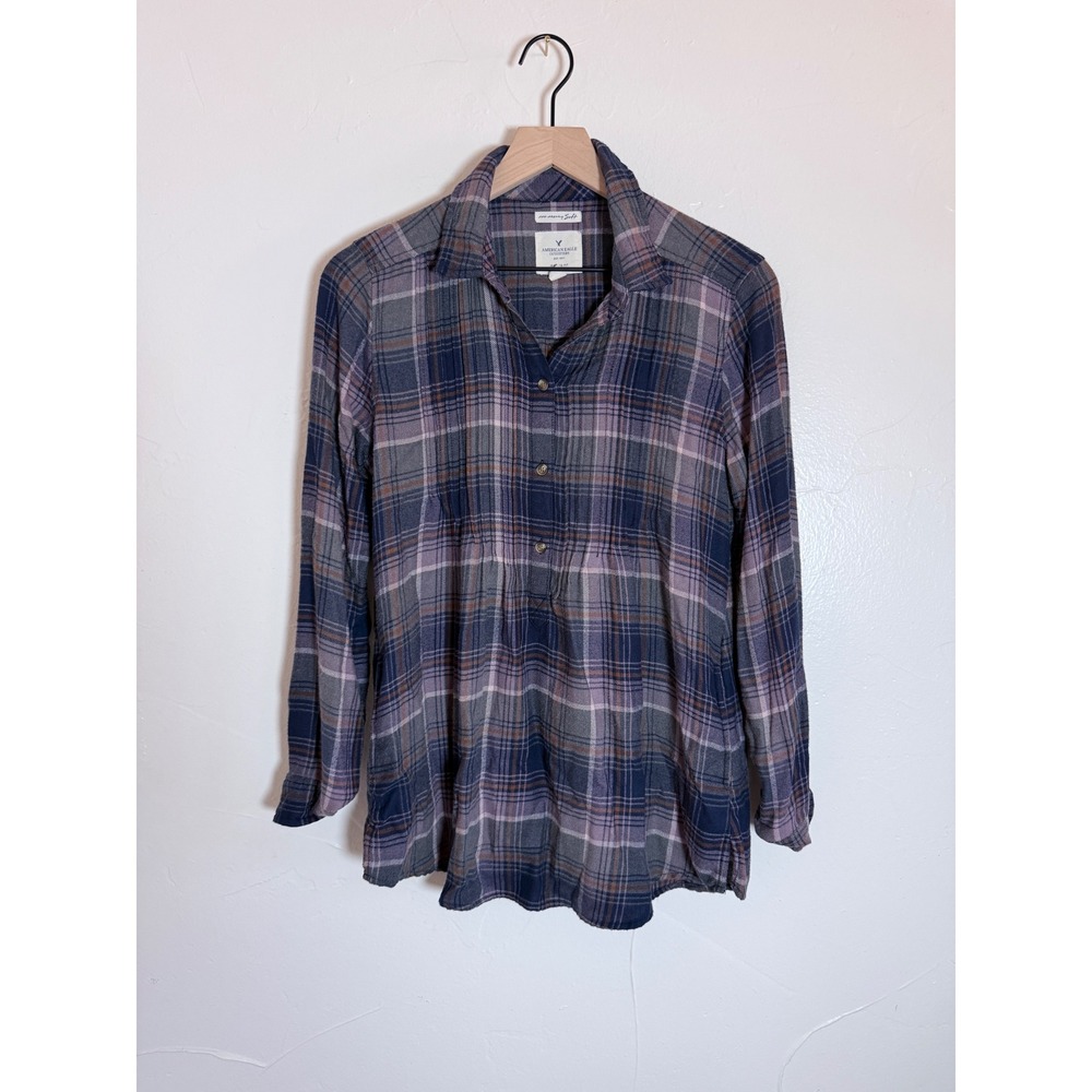 American Eagle Ahh-Mazingly Soft Plaid Jegging Fit Tunic Shirt S